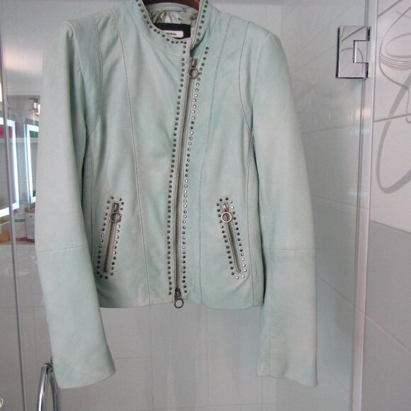 Riani Jackets & Blazers - Mint Green Leather Coat Jacket--Beautiful Lining--Purchased in UK for $625USD--8